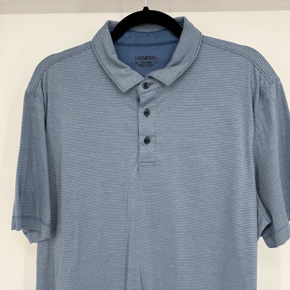 UNTUCKit Damaschino Jacquard Houndstooth Polo Shirt XL Short‎ Sleeve Office Work - Picture 2 of 14